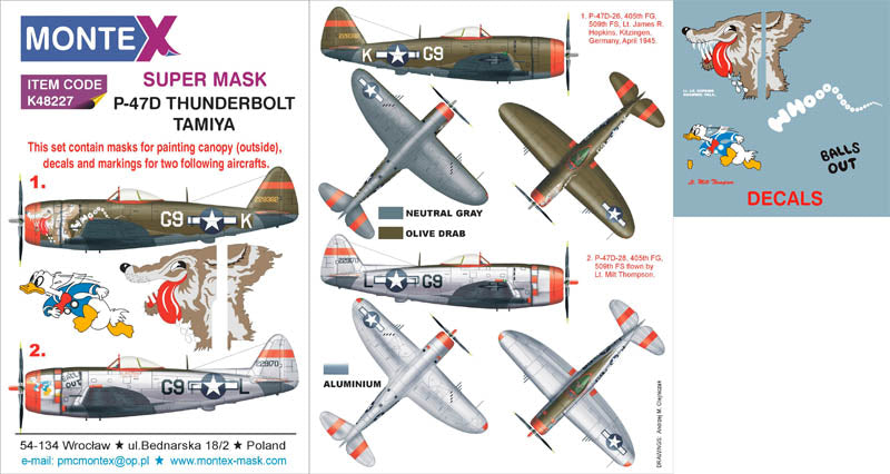 Montex MXK48227 1:48 Republic P-47D THUNDERBOLT 1 canopy mask