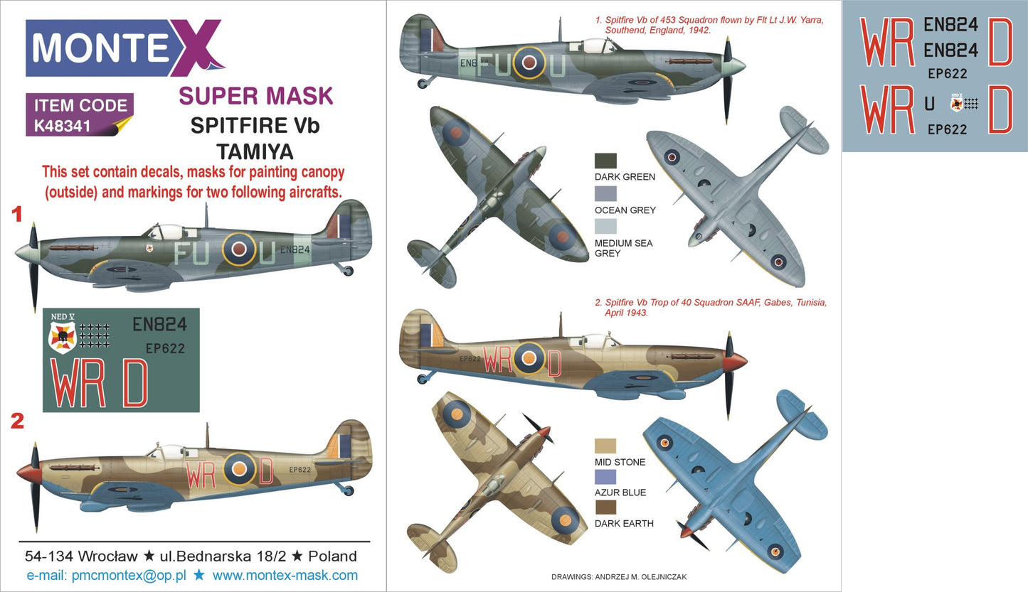 Montex MXK48341 1:48 Supermarine Spitfire Mk.VB 1 canopy mask