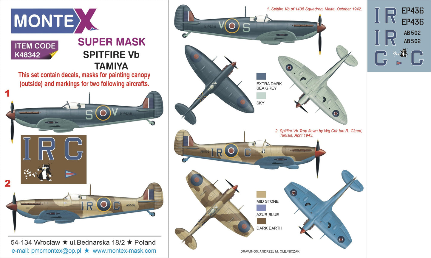 Montex MXK48342 1:48 Supermarine Spitfire Mk.VB 1 canopy mask