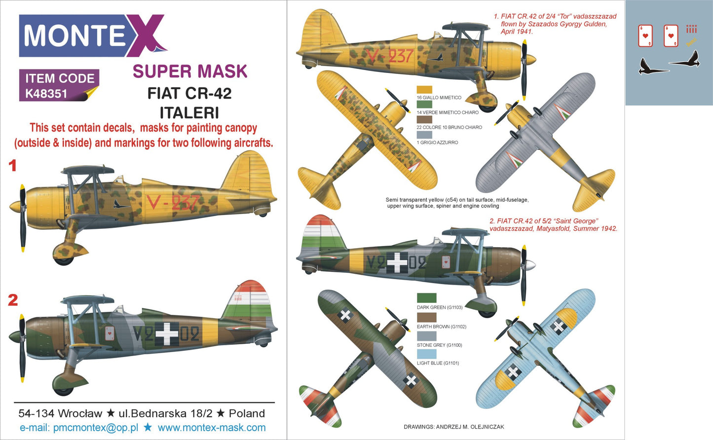 Montex MXK48351 1:48 Fiat CR.42 2 canopy mask