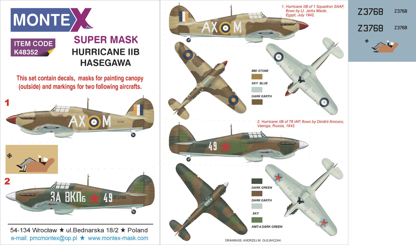 Montex MXK48352 1:48 Hawker Hurricane Mk.IIB 1 canopy mask