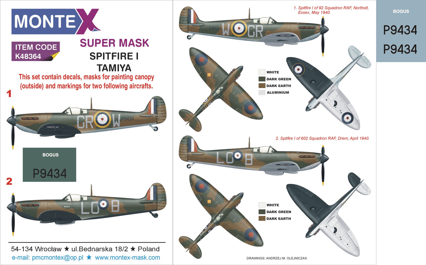 Montex MXK48364 1:48 Supermarine Spitfire Mk.I 1 canopy mask