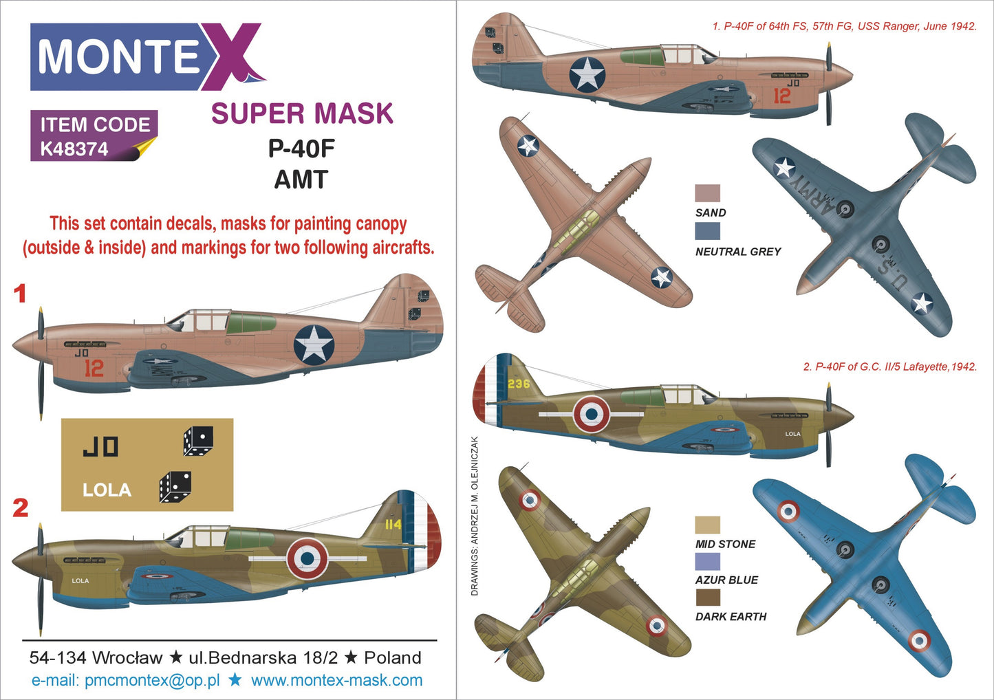 Montex MXK48374 1:48 Curtiss P-40F Warhawk