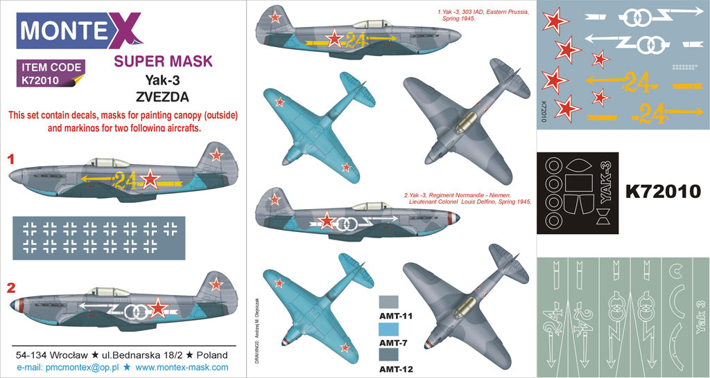 Montex MXK72010 1:72 Yakovlev Yak-3 1 canopy mask