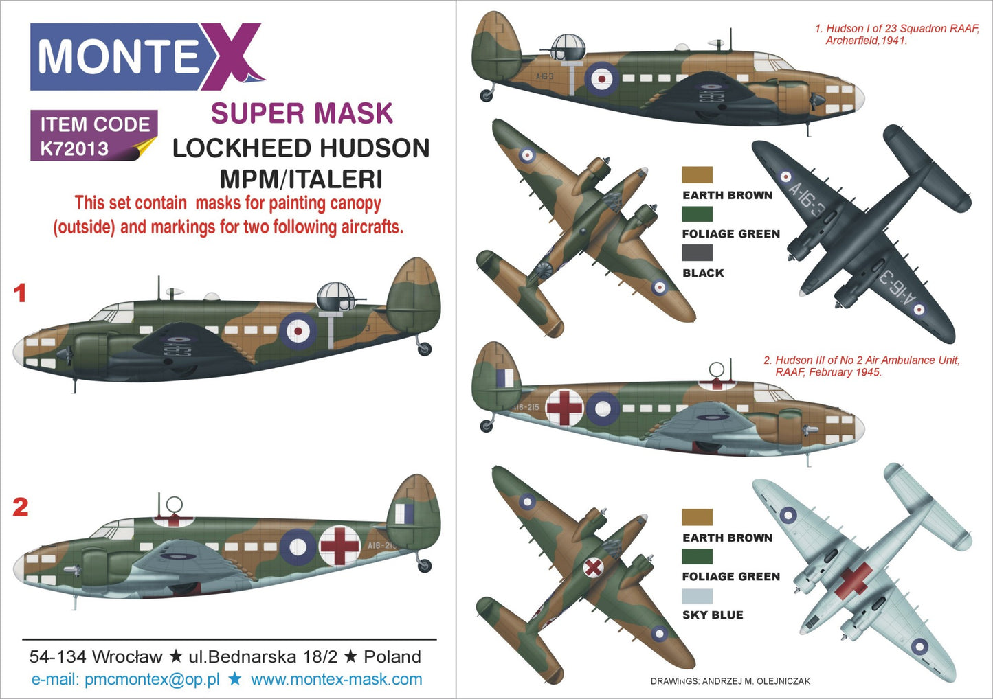 Montex MXK72013 1:72 Lockheed HUDSON 1 canopy mask