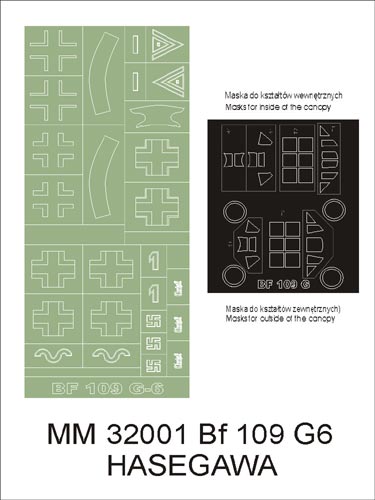 Montex MXMM32001 1:32 Messerschmitt Bf-109G-6 canopy frame paint masks
