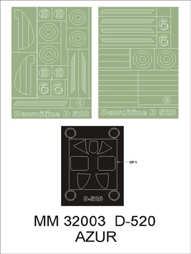Montex MXMM32003 1:32 Dewoitine D.520 1 canopy frame paint masks