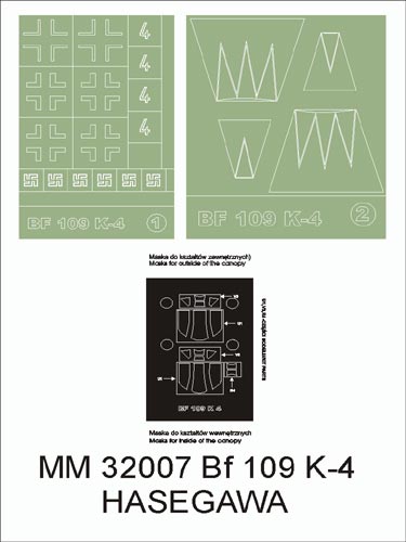 Montex MXMM32007 1:32 Messerschmitt Bf-109K-4 canopy frame paint masks