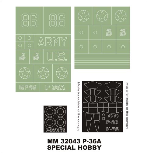 Montex MXMM32043 1:32 Curtiss P-36A canopy frame paint masks
