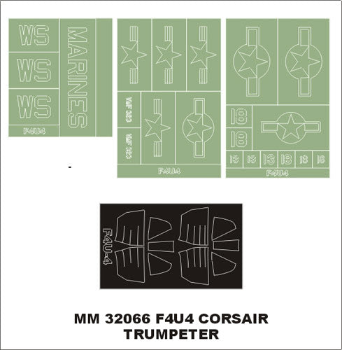 Montex MXMM32066 1:32 Vought F4U-4 Corsair canopy frame paint masks