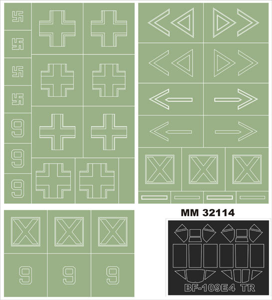 Montex MXMM32114 1:32 Messerschmitt Bf-109E-4 canopy frame paint masks