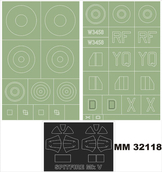 Montex MXMM32118 1:32 Supermarine Spitfire Mk.VB canopy frame paint masks
