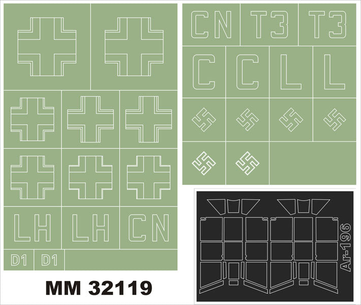 Montex MXMM32119 1:32 Arado Ar-196A-3 canopy frame paint masks