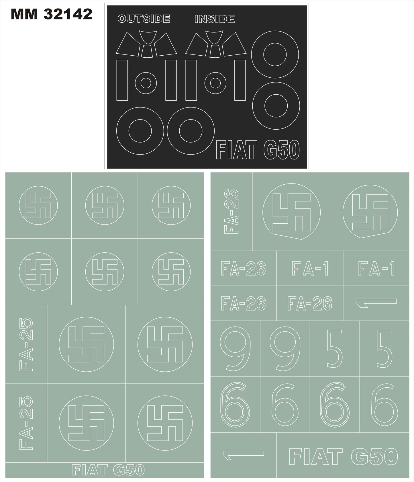 Montex MXMM32142 1:32 FIAT G.50 canopy frame paint masks