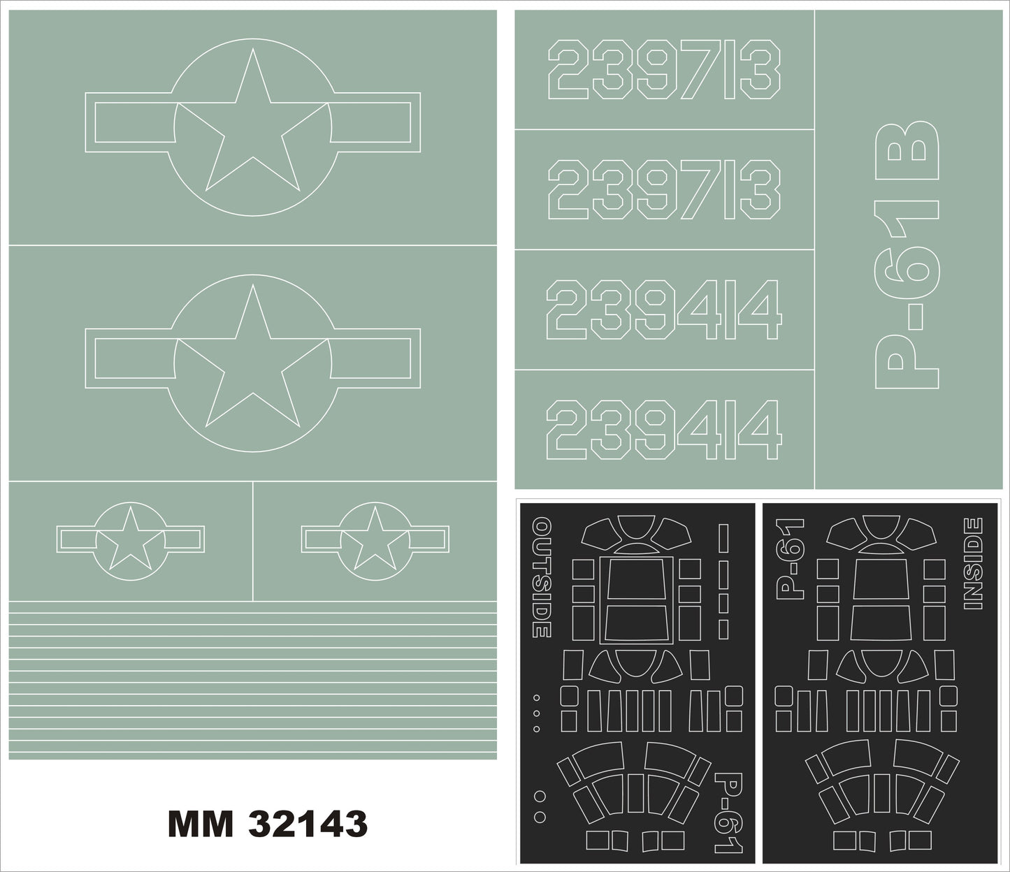 Montex MXMM32143 1:32 Northrop P-61B 'Black Widow' canopy frame paint masks