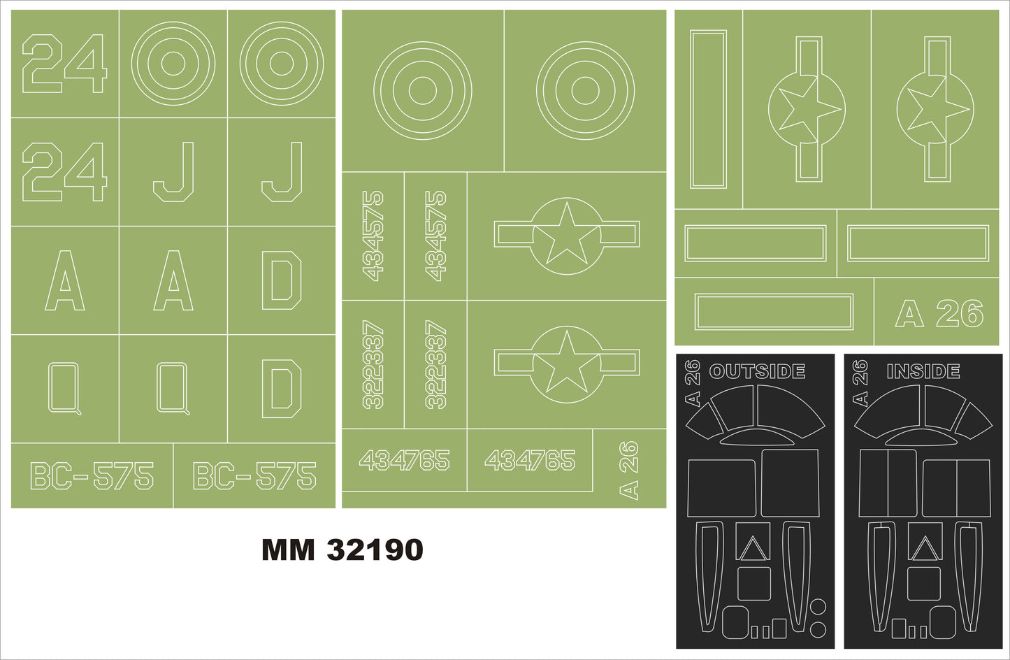Montex MXMM32190 1:32 Douglas A-26B Invader 2 canopy frame paint mask