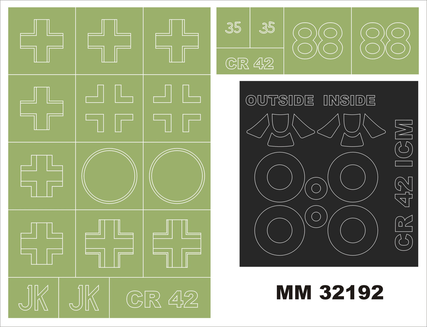 Montex MXMM32192 1:32 Fiat CR-42 2 canopy frame paint mask