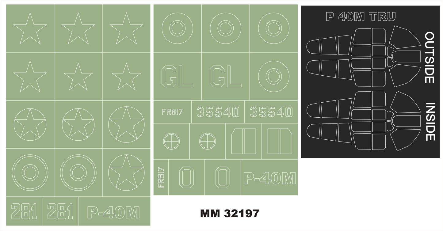 Montex MXMM32197 1:32 Curtiss P-40M War Hawk 2 canopy frame paint masks