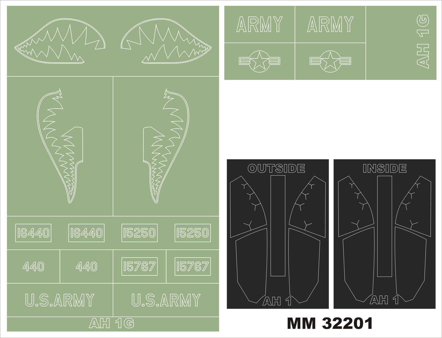 Montex MXMM32201 AH-1G Cobra Canopy Paint Masks for ICM 1:32