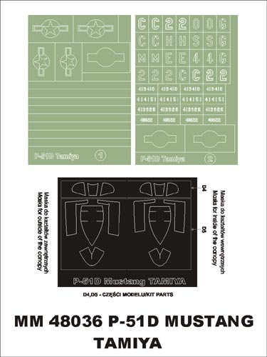Montex MXMM48036 1:48 North-American P-51D Mustang canopy frame paint masks