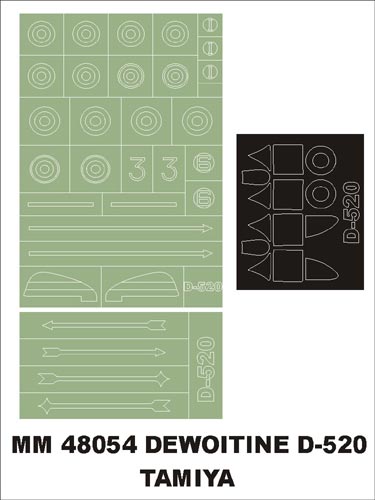Montex MXMM48054 1:48 Dewoitine D.520 canopy frame paint masks