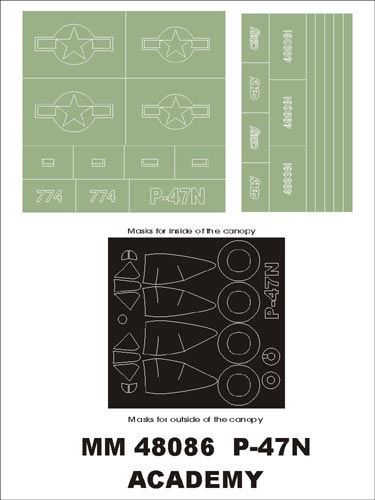 Montex MXMM48086 1:48 Republic P-47N Thunderbolt canopy frame paint masks
