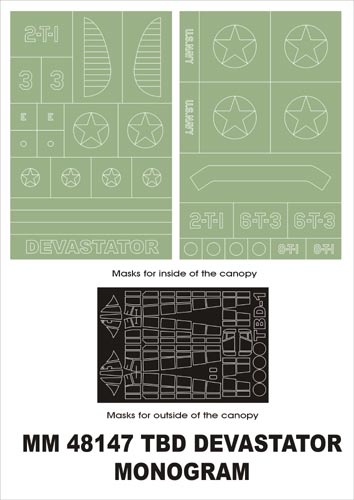 Montex MXMM48147 1:48 Douglas TBD-1 Devastator canopy frame paint masks