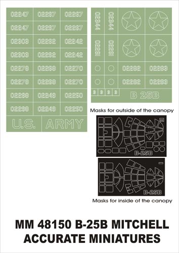 Montex MXMM48150 1:48 North-American B-25B Mitchell canopy frame paint masks