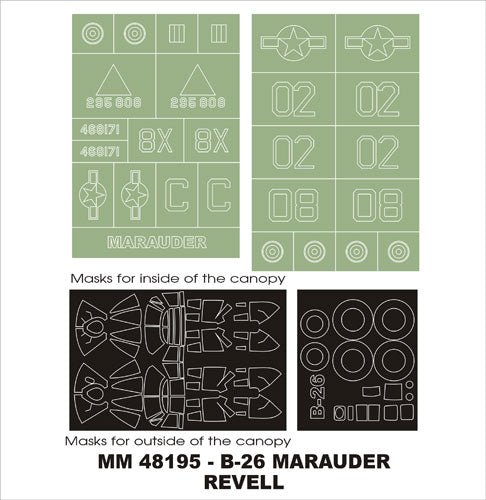 Montex MXMM48195 1:48 Martin B-26B/B-26G Marauder canopy frame paint masks