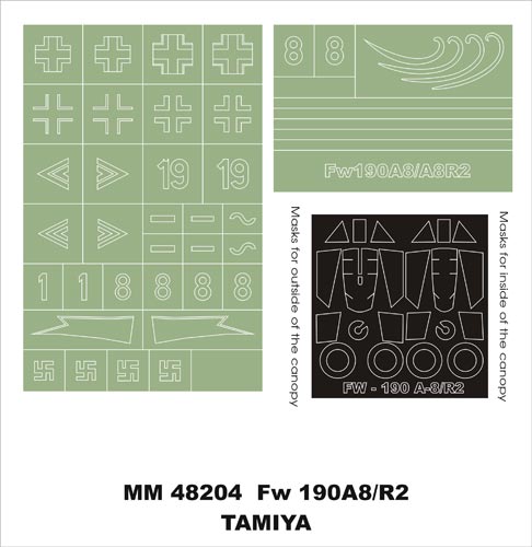 Montex MXMM48204 1:48 Focke-Wulf Fw-190A-8/R2 canopy frame paint masks