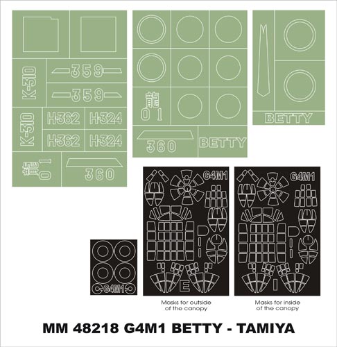 Montex MXMM48218 1:48 Mitsubishi G4M1 'Betty' canopy frame paint masks