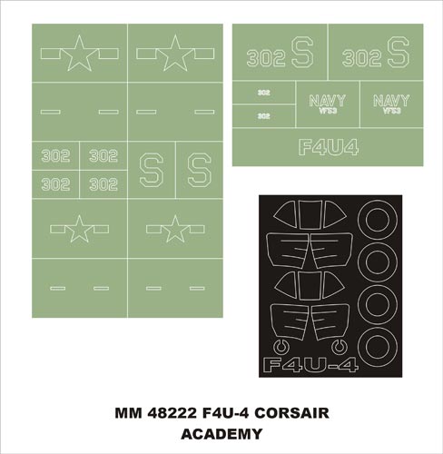 Montex MXMM48222 1:48 Vought F4U-4 Corsair canopy frame paint masks