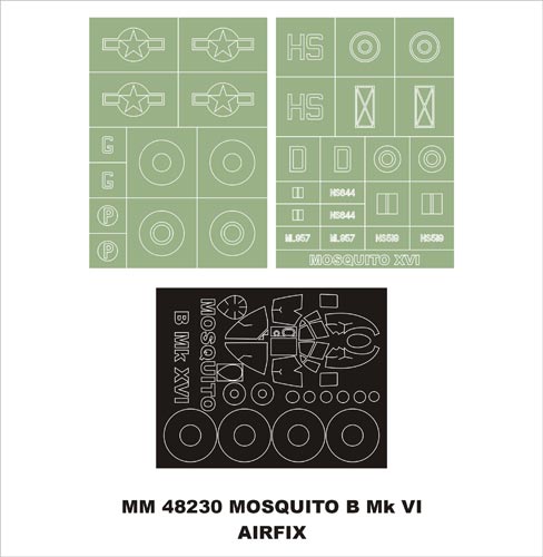 Montex MXMM48230 1:48 de Havilland Mosquito Mk.XVI 1 canopy frame paint masks