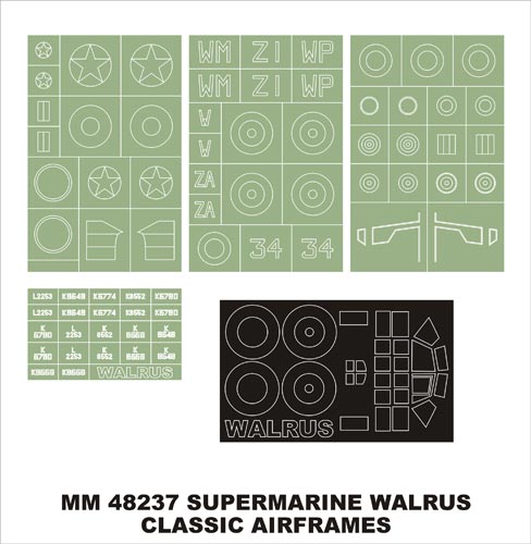Montex MXMM48237 1:48 Supermarine Walrus Mk.I canopy frame paint masks