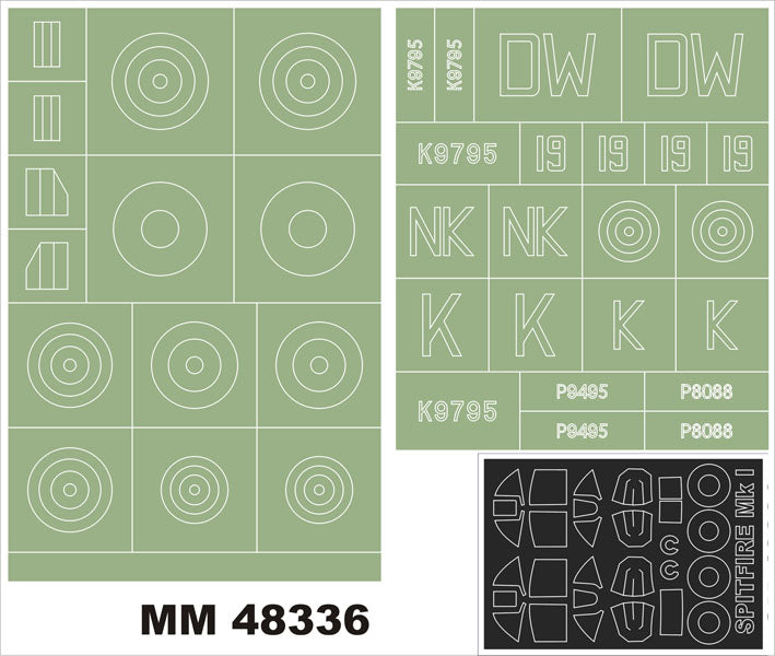Montex MXMM48336 1:48 Supermarine Spitfire Mk.I canopy frame paint masks