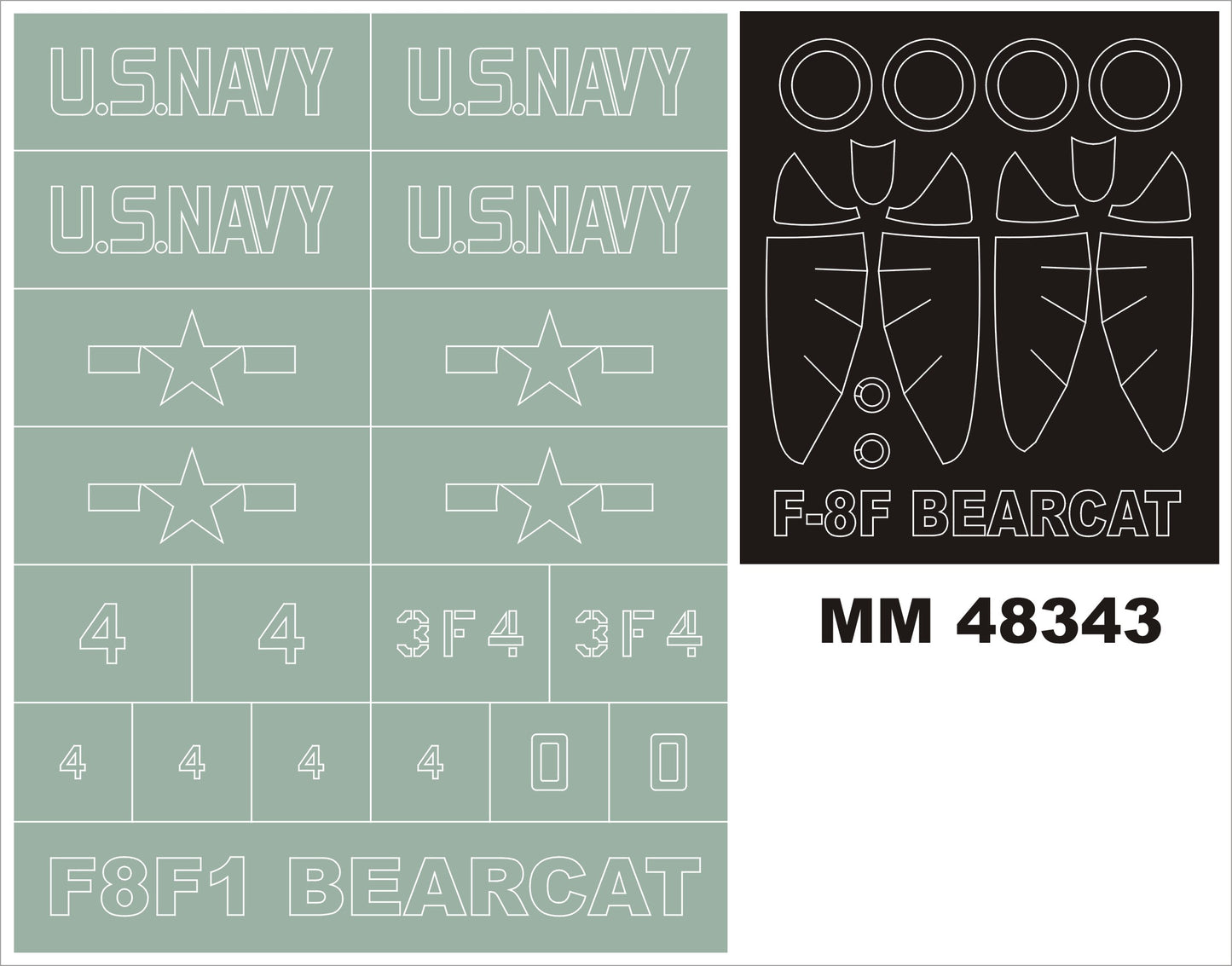Montex MXMM48343 1:48 Grumman F8F-1/F8F-1B/F8F-2 Bearcat canopy masks