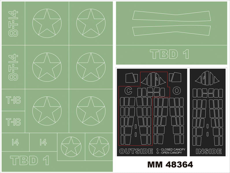 Montex MXMM48364 1:48 Douglas TBD-1 DEVASTATOR canopy frame paint masks