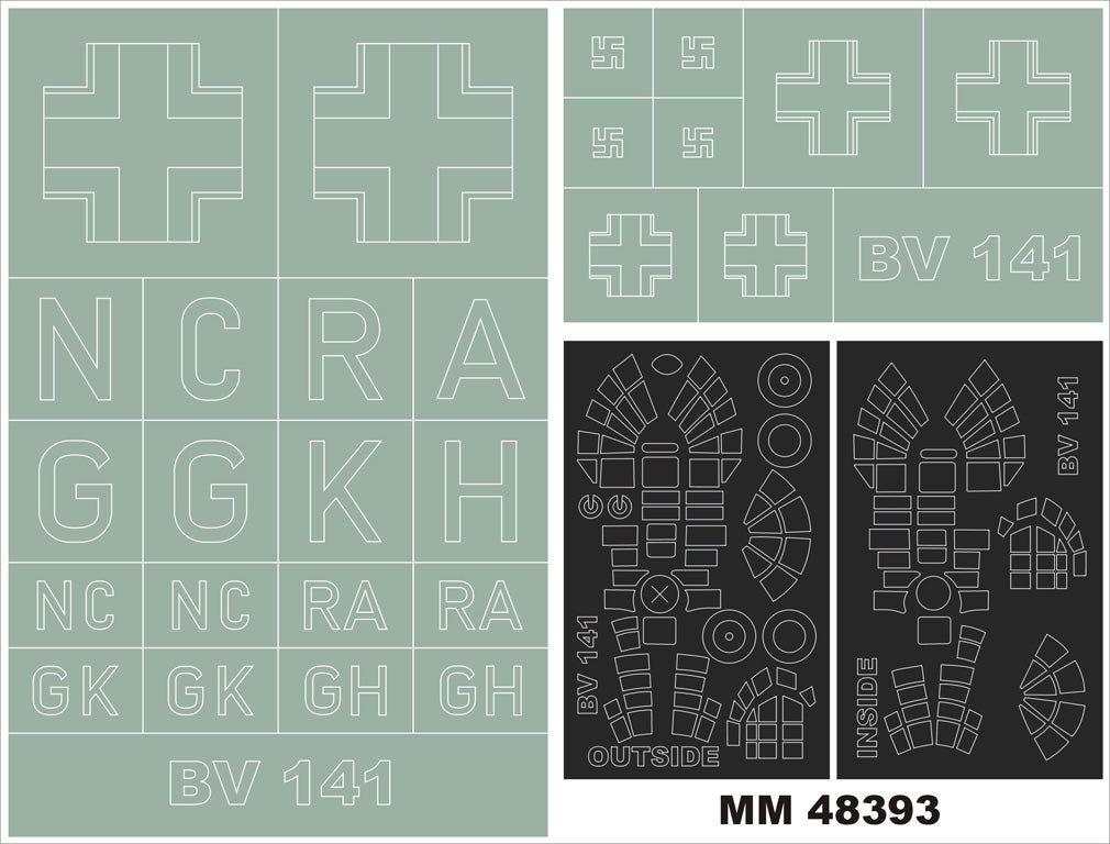 Montex MXMM48393 1:48 Blohm-und-Voss Bv-141 2 canopy frame paint mask