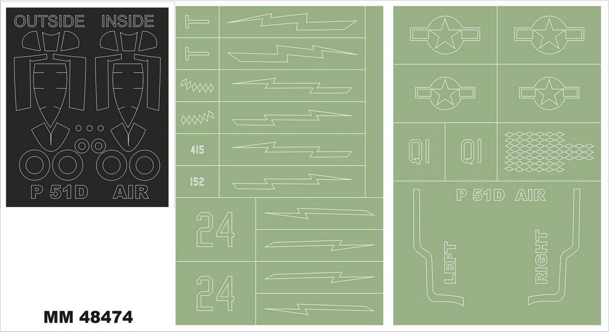 Montex MXMM48474 1:48 North-American P-51D Mustang 2 canopy frame paint masks