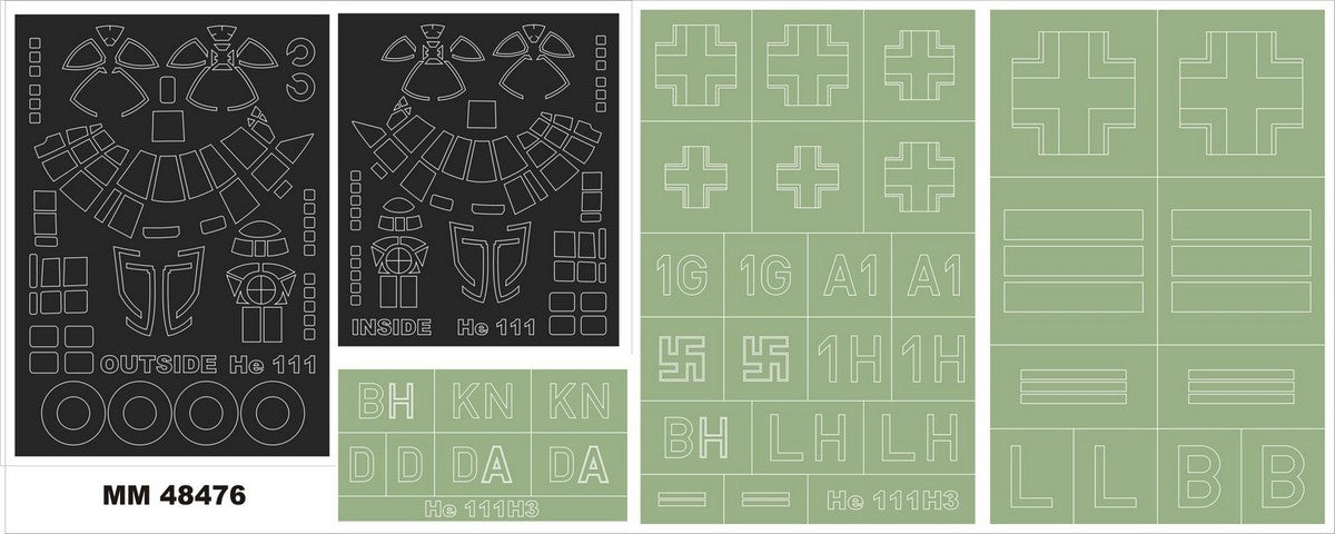 Montex MXMM48476 1:48 Heinkel He-111H-3 2 canopy frame paint masks