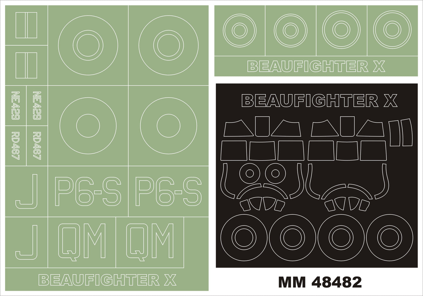 Montex MXMM48482 1:48 Bristol Beaufighter TF Mk.X 2 canopy frame paint masks