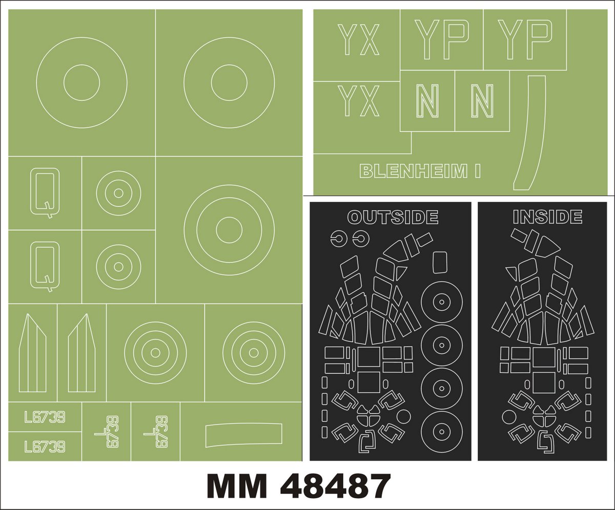 Montex MXMM48487 1:48 Bristol Blenheim Mk.I 2 canopy frame paint masks