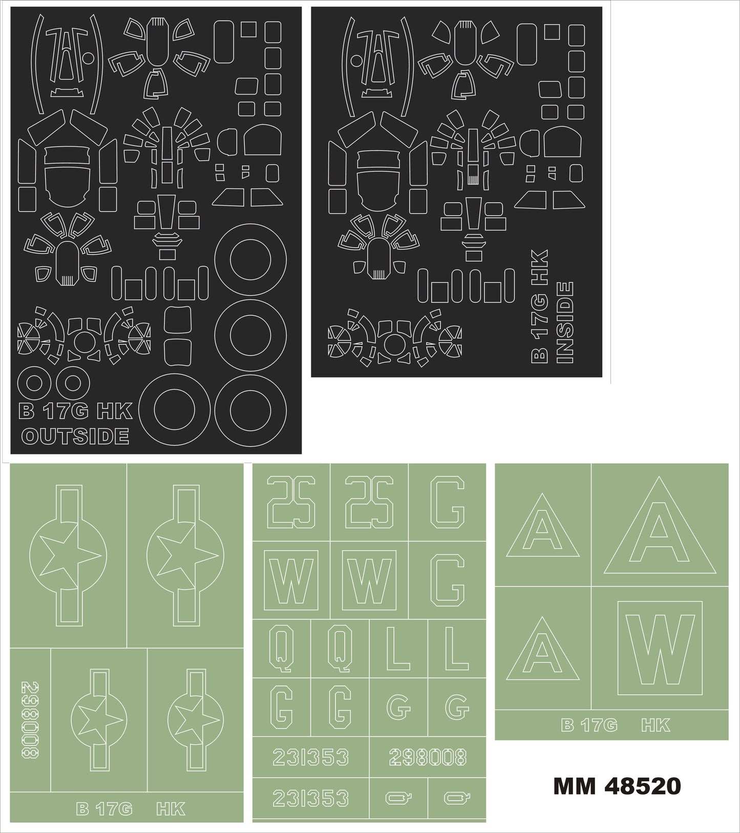 Montex MXMM48520 1:48 Boeing B-17G Flying Fortress 2 canopy frame paint masks