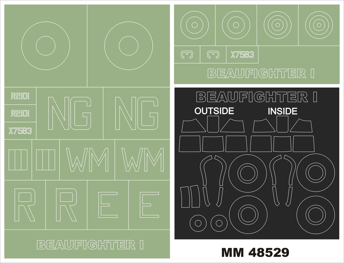Montex MXMM48529 1:48 Bristol Beaufighter Mk.I 2 canopy frame paint masks