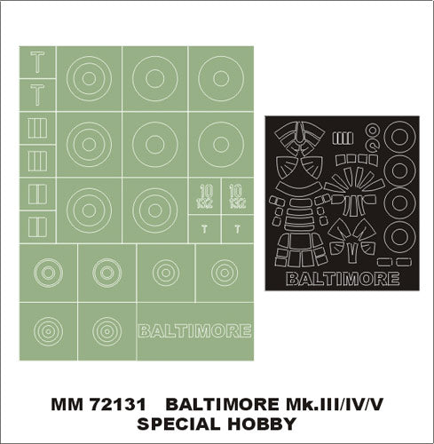 Montex MXMM72131 1:72 Martin Baltimore Mk.IIIMk.IVMk.V 1 canopy masks