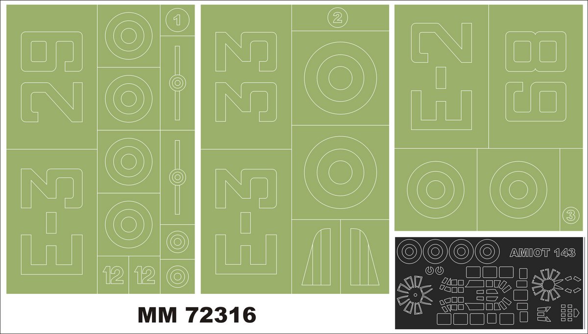 Montex MXMM72316 1:72 Amiot 143 1 canopy masks canopy mask