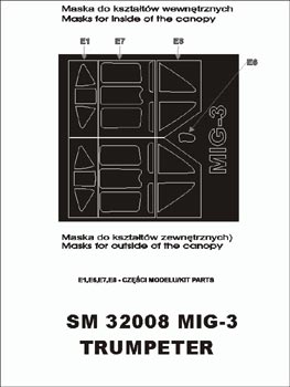 Montex MXSM32008 1:32 Mikoyan MiG-3 canopy frame paint masks