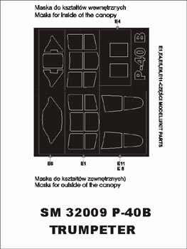 Montex MXSM32009 1:32 Curtiss P-40B Tomahawk canopy frame paint masks