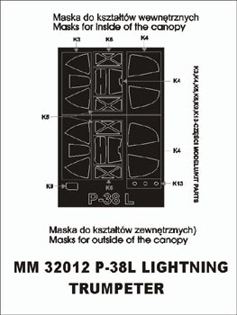 Montex MXSM32012 1:32 Lockheed P-38L Lightning canopy frame paint masks