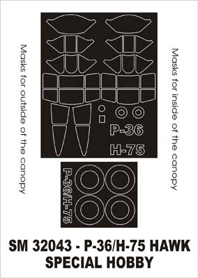 Montex MXSM32043 1:32 Curtiss P-36A /H-75 canopy frame paint masks